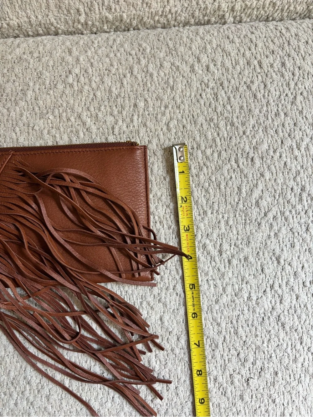 HOBO Cognac Leather Fringe Wristlet Clutch